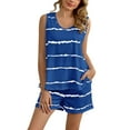 thumbnail image 2 of Bramtres Pajama Sets for Women 2 Piece Cotton Pajamas Short Sleeve Stripe Printing Shirt And Shorts Sleepwear Two Piece Set Womens Loungewear Set Womens Pajama Sets Blue S, 2 of 4