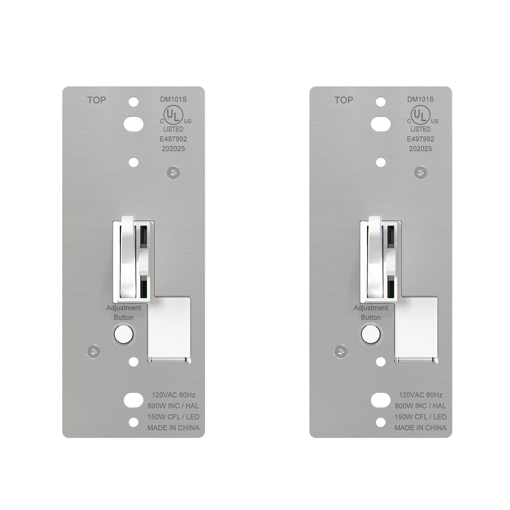 ELEGRP Slide Toggle Dimmer Switch, Single Pole and 3-Way  (2 Pack, White)