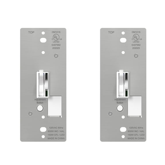 ELEGRP Digital Toggle Dimmer Switch for Dimmable LED, CFL and Incandescent Light Bulbs, Single Pole or 3-Way Toggle LED Dimmer Light Switch, UL Listed, 2 PC, White