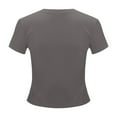 thumbnail image 6 of Lixiuxyad Women T-Shirt Casual Summer Basic Tight Fitting Round Neck Short Sleeve T Shirt Versatile Slim Fit Tee,Gray, 6 of 6