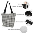 thumbnail image 3 of Defioc Houndstooth Black And White Print Tote Bag for Women,Shoulder Bag with Zipper Casual Tote's Handbag Big Capacity Shoulder Bag with Inner Pocket Fit for Shopping,Office,Travel, 3 of 7