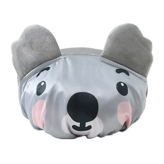 Farfi Bath Hair Hat Cartoon Design Waterproof Double Layer Elastic Band Hair Protection Nerdy Koala Cute Kids Bathing Hat Home Supply (Type A)