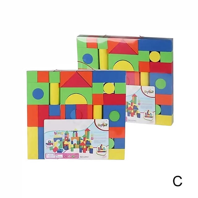 VOPPV Large Foam Building Blocks For Toddlers 2-4 Years, 13.8 Inch Big Building Blocks Soft Set, Blocks, EVA 30 92Pcs Stacking