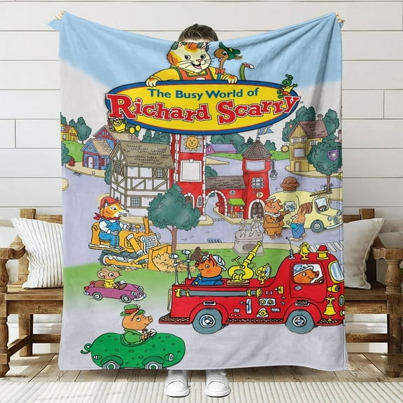 The Busy World of Richard Scarry Throw Blanket Gifts for Fans Lover Girls Boys Women Present Hoodie Him Bed 60"x80"