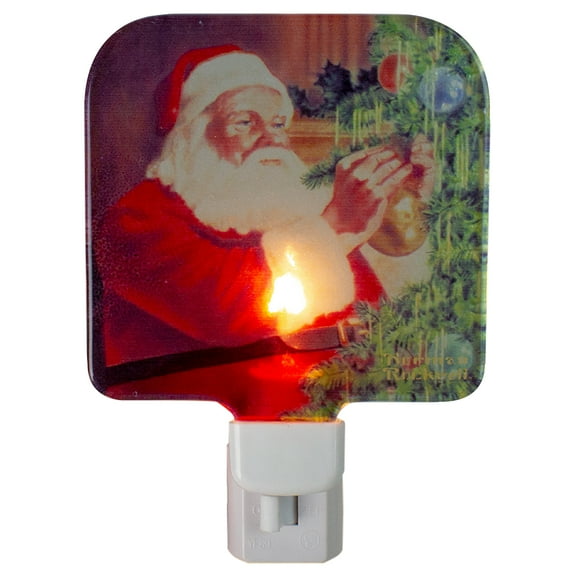 Northlight Norman Rockwell 'Santa Trimming Tree' Glass Christmas Night Light - 4"