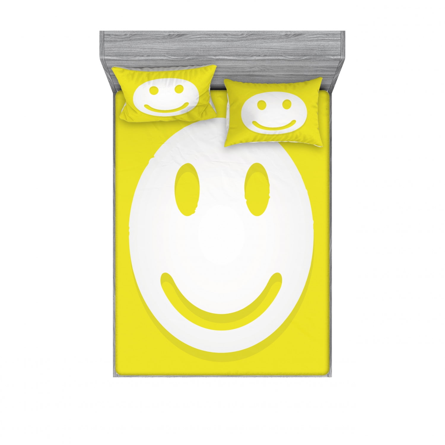 Yellow Bedding Set with Sheet & Covers, Rise Wake up Positive Optimistic Life Message Big