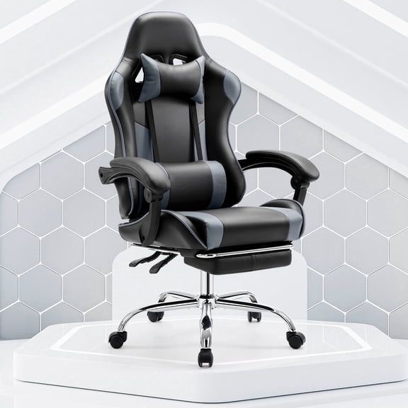 CONCETTA Gaming Chair with Footrest and Lumbar Support, Home Offfice Chair, Computer chair, Black and Gray
