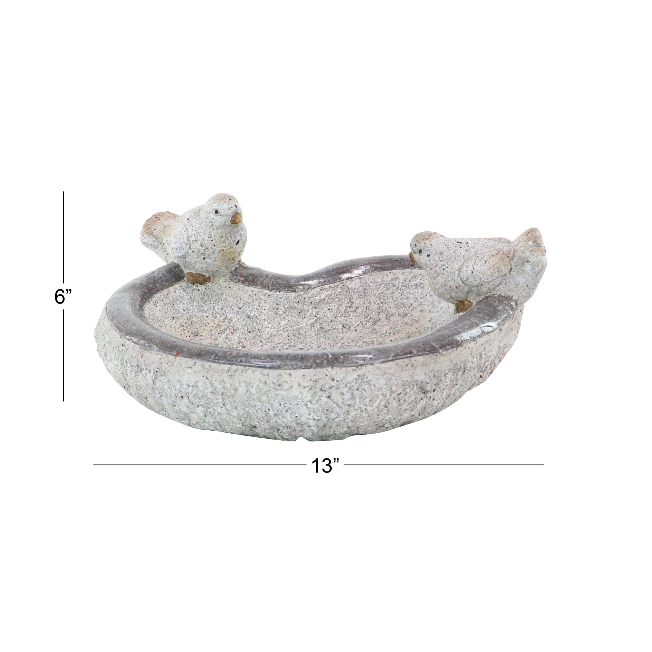 DecMode 6" Indoor Outdoor Bird Garden Sculpture with Bath Bowl
