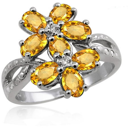 JewelersClub 1.76 Carat T.G.W. Citrine Gemstone and White Diamond Accent Ring