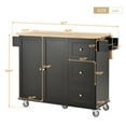 thumbnail image 3 of Harper & Bright Designs Kitchen Island Cart with Drop Leaf Breakfast Bar Wood Top, Rolling Kitchen Cart with Storage Drawes and Towel Rack Doors, Black, 3 of 14
