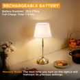 thumbnail image 5 of LUTEC Gold Cordless Rechargeable Lamp Sets of 2, Battery Operated LED Dimmable Touch Lamp, Fabric Shade, 5 of 8