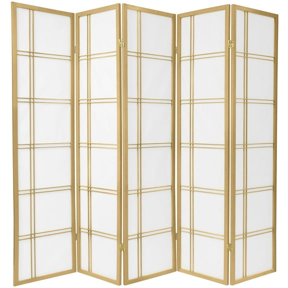 6 ft. Tall Double Cross Shoji Screen - Special Edition - Gold - 5 Panels