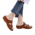 thumbnail image 3 of Willtoo Women's Orthopedic Sandals Arch Support Dressy Summer Comfortable Open Toe Flip Flops Wedge Platform Orthotic Walking Sandals Brown US-7.5（EU-39）, 3 of 4
