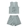 thumbnail image 6 of Women's Tie Front Vest and Shorts Set Resort Summer 2 Piece Outfit, 6 of 8