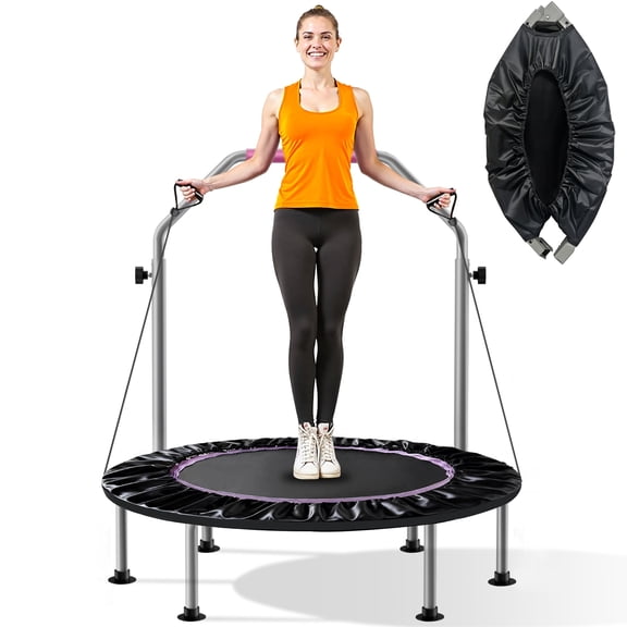 Tomile 40" Rebounder Trampoline, 440lbs Portable Fitness Bouncer with Loop Belt, Adjustable Handle, Suitable for Adults Exercise