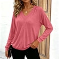 thumbnail image 6 of Otntypg Womens V Neck Long Sleeve Shirts Lightweight Banded Bottom Tops Fall Dressy Casual Loose Fit Cozy Tunic Blouses, 6 of 10