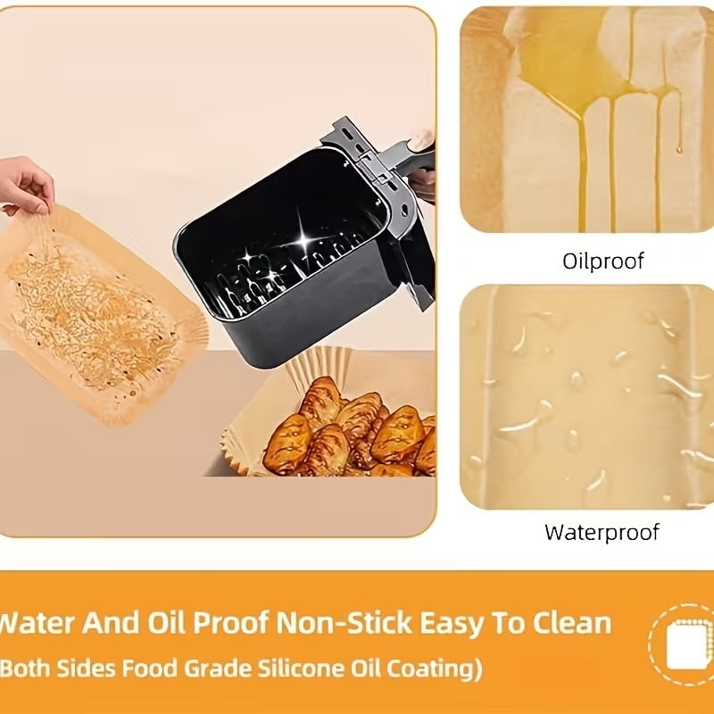 Disposable Air Fryer Liners - 2.7 Liters, 100 Pack, Rectangular Baking Paper for Ninja XL and Other Models, Perfect for Parties and Holiday Cooking