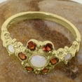 thumbnail image 5 of LBG British Made 18k Yellow Gold Real Genuine Opal & Garnet Womens Promise Ring - 33 size options - Size 5.75, 5 of 7