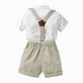 thumbnail image 6 of peqiut Baby Suits For Boys Toddler Boy Clothes Suit Piece Formal Dress Shirt With Bowtie Overall Short Pants Boys Gentleman Wedding Outfits Set, 6 of 7