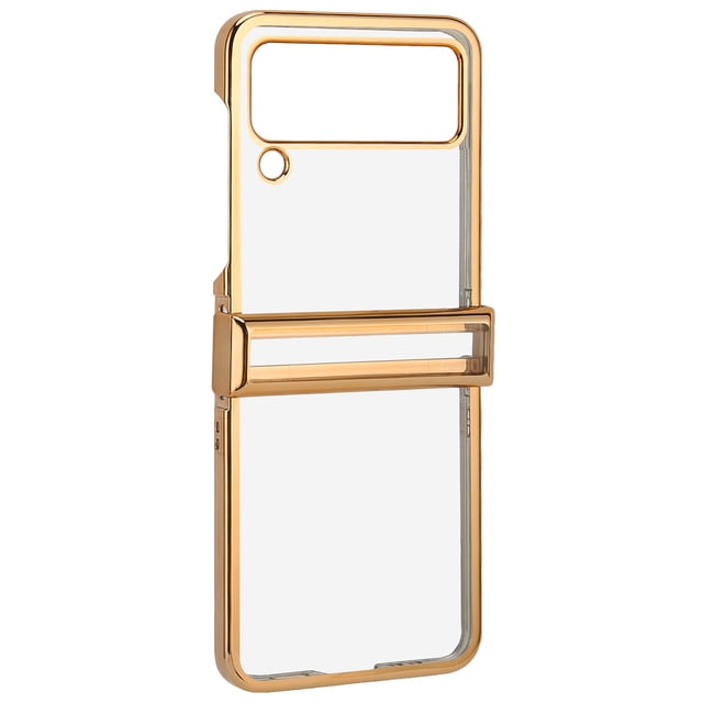 Funda plegable para teléfono, PC galvanizada a prueba de golpes, parte trasera transparente, moda para Samsung Galaxy Z Flip 3, color dorado