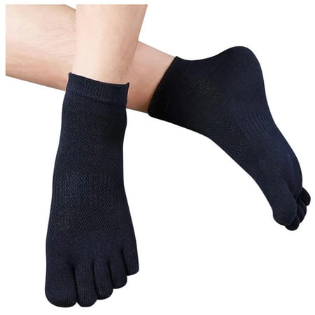 

Cptfadh 3 Pairs Casual Solid Color Anti-Odor Bamboo Fiber Socks Breathable Five-toe Sock
