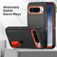 thumbnail image 5 of for Google Pixel 9 / 9 Pro Case Kickstand Durable 3-Layer Military Grade Protective Case Cover Hybrid Silicone Heavy Duty Rugged Shockproof Screen Lip Raised Protection Phone Case,Black+Orange, 5 of 9