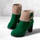 thumbnail image 3 of NECHOLOGY Botas Mujer Zapatos Botines mujer Otoño e invierno nuevos modelos de comercio exterior de Europa y Unidos Botas de mujer de tamaño Gruesas con botines de tacón Botas (Green, 9), 3 of 5