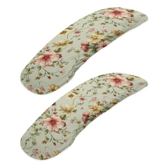 SCRAWLGOD Hibiscus Leaf Green Comfy Office Chair Arm Covers 2 Pieces Set Easy to Install Gaming Chair Arm Slipcovers Anti-Slip Breathable Desk Chair Armrest Protector