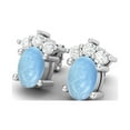 thumbnail image 2 of 925 Sterling Silver 6x4mm Oval Shape Larimar Solitaire Valentines Day Gifts Women Earrings, 2 of 4