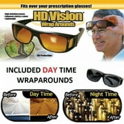 HD Night & Day Vision Wraparound Sunglasses, As Seen on TV, Fits over Glasses Bonus Pair Included