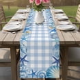 thumbnail image 4 of Summer Ocean Table Runner 70 Inches, Blue Coastal Starfish Seashell Conch Plaid Bed Runner Dresser Scarves Tabletop for Indoor Outdoor Parties/Ceremony/Banquet, 13" x 70", 4 of 9