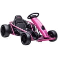 thumbnail image 2 of Aosom 24V 8.1 MPH Drifting Electric Go Kart with Slow Start, Music, Horn, Safety Belt for 8-12 Years, Pink, 2 of 9