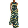 thumbnail image 1 of Robe Citron Aquarelle Été Rayures Bleues et Blanches Mode Coréenne Bohemia Longues Robes Design Moderne Maxi Grande Taille, 1 of 5