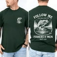 thumbnail image 4 of Unisex Christian T-Shirt, "Follow Me" Double-Sided Matt 4:19 Fishers of Men Bible Quote with Fisherman Graphic, Religious Streetwear Tee, Inspirational Gift for Believers, 4 of 7
