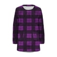 thumbnail image 4 of Ltctricy Women's Fluffy Oversized Sweatshirts Fuzzy Fleece Long Sleeve Crewneck Plaid Pullover Sweater Tops Plush Tunic Sweatshirts(Purple,XX-Large), 4 of 5
