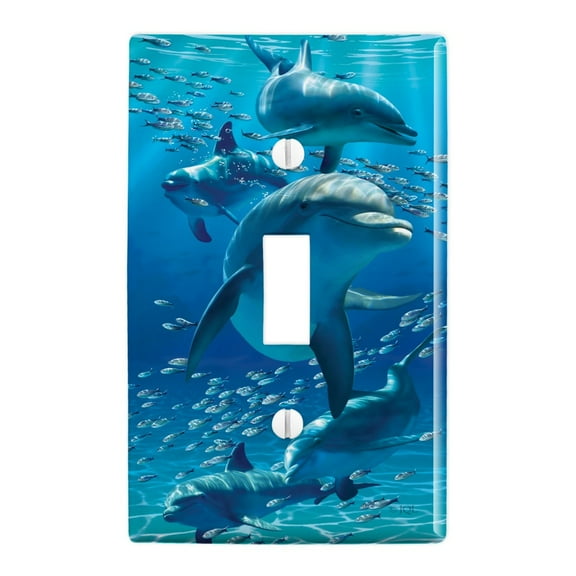 Dolphins Pod Underwater Diving Ocean Plastic Wall Decor Toggle Light Switch Plate Cover