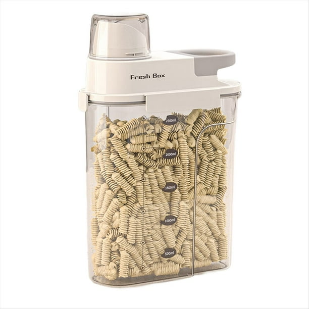 Recipiente Hermético para Alimentos, Sellado y A Prueba de Humedad, con Medidora y Gran Capacidad de 2500 Ml, Color Gris .