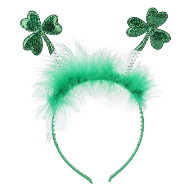 Diadema de plástico liviana para peinados de bricolaje para mujeres Banda para el cabello con plumas de trébol verde