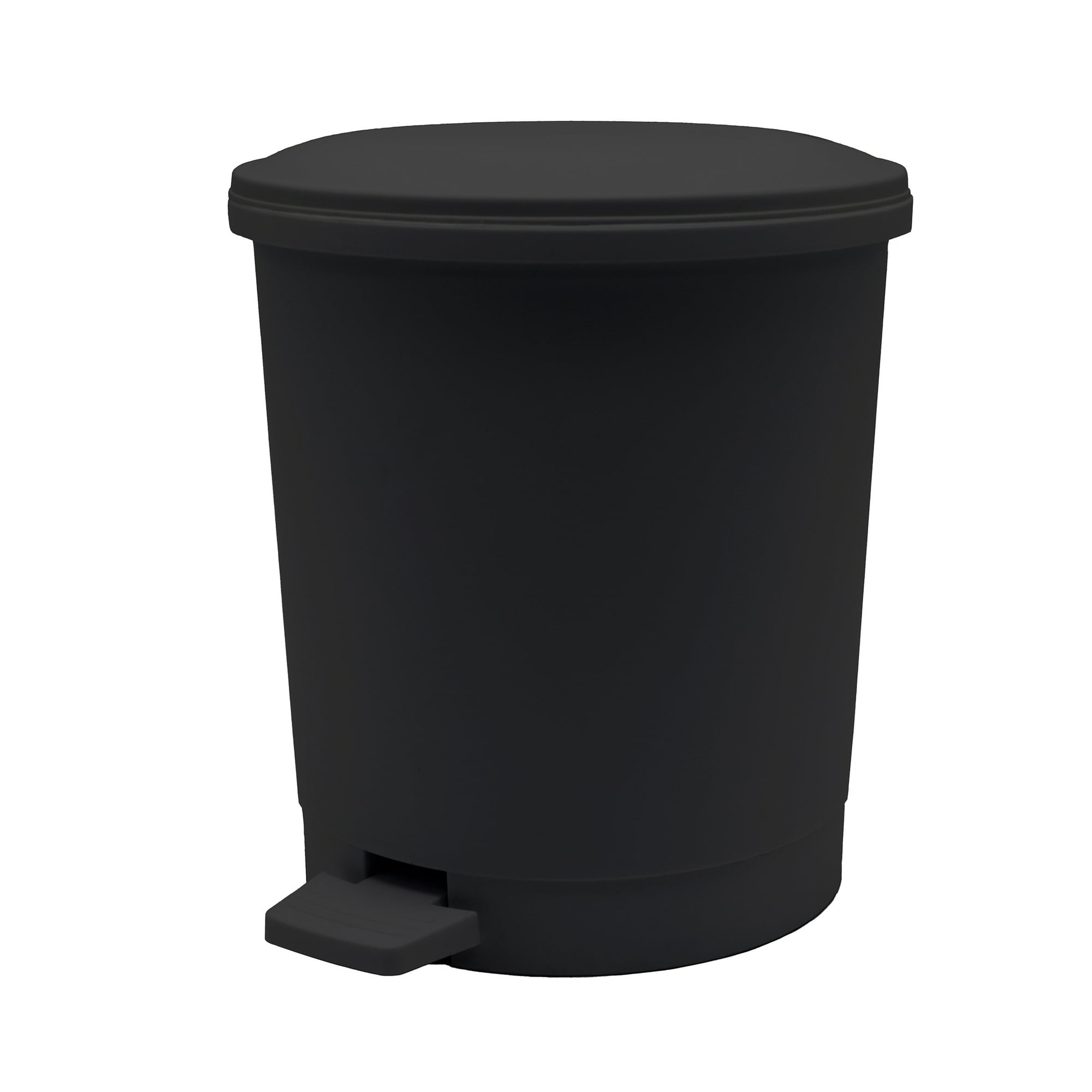 Mainstays Black Plastic Step Wastebasket, 4 L