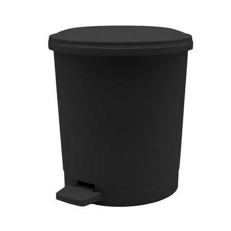 Mainstays Black Plastic Step Wastebasket, 4 L