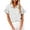White, variant on Ladies Linen Button down Shirt Solid Ruffle Short Sleeve Tops V Neck Collared Button up Summer Blouses Tees (XL, White)