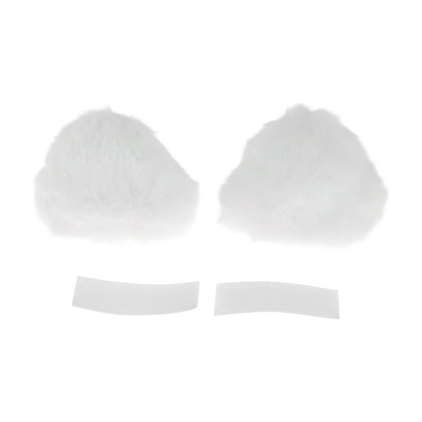 Accesorios para Casco de Motocicleta Decoración Orejas de Gato para Cascos de Motocicleta Bicicleta Esquí Blanco Leche de Coco Terciopelo Adhesivo 2 Juegos