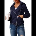 thumbnail image 1 of Chaqueta Gruesa, Holgada e Irregular con Solapa y Cremallera Inclinada para Mujer, de Larga, Informal, con Cremallera Azul Marino XXL, 1 of 9