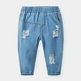 thumbnail image 2 of Boys Jeans Toddler Baby Boys Summer Thin Breathable Loose Wide Leg Ripped Jeans Baby Jeans Blue 1 Years-2 Years, 2 of 4
