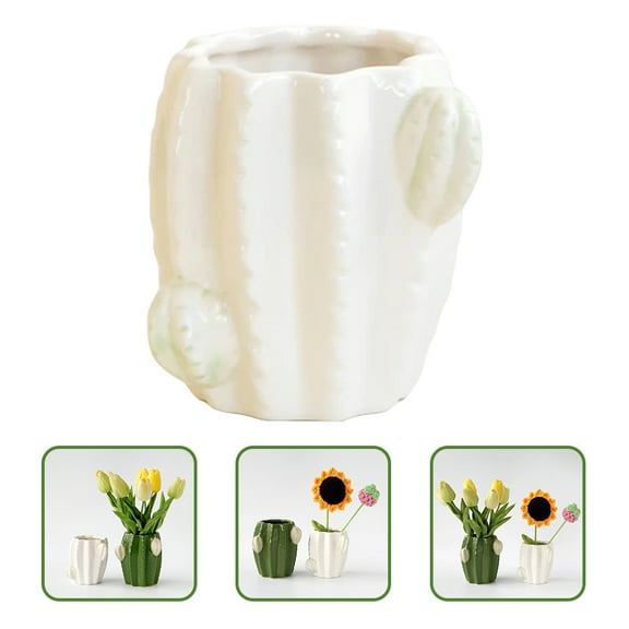 FRCOLOR  Cactus Vase Pot Room Decor Vases Decoration Flower Baby White
