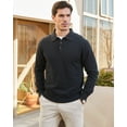 thumbnail image 2 of Kallspin Men's Cotton Knit Polo Sweater Business Casual Long Sleeve Pullover Sweater(Charcoal,Small), 2 of 9