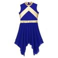 thumbnail image 3 of iiniim Kids Girls Dance Contrast Color Sleeveless High Low Dress Dancewear Blue 16, 3 of 7