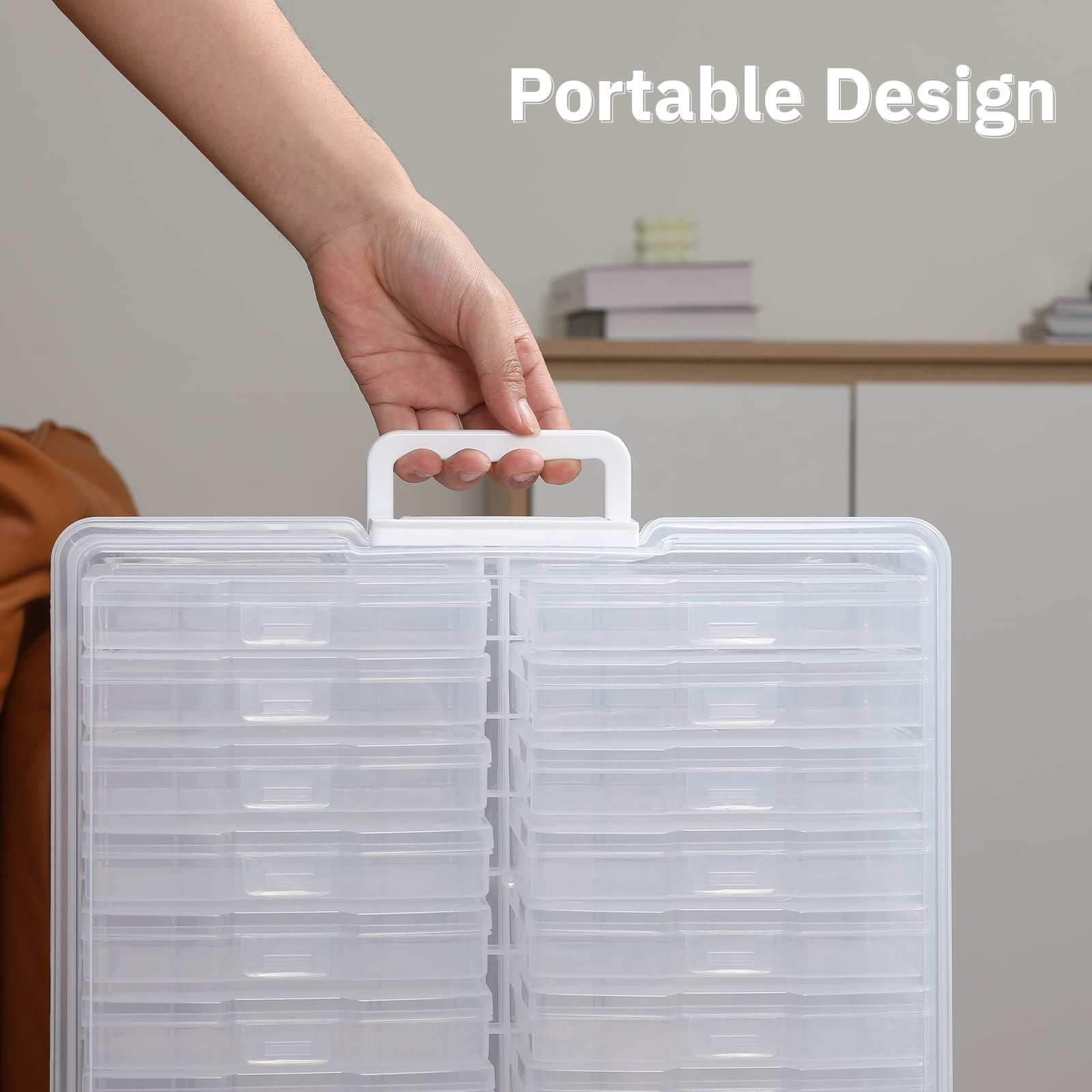 Novelinks 16 Transparent Photo Storage Boxes for 4x6 inch Pictures Photo Box Sticker Organizer,Clear