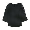thumbnail image 2 of Alfani Womens Embellished Sleeve Pullover Blouse, Black, Medium, 2 of 2