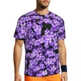 thumbnail image 3 of Gym T Shirt For Couple Violet Flower Print T-Shirts Novelty Purple Floral Summer Tee Shirt, 3 of 5